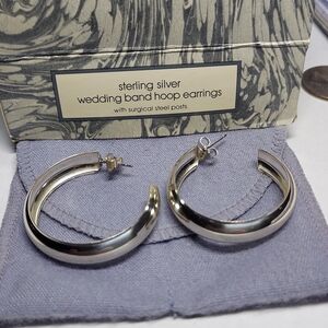 Avon Sterling Silver Hoop Earrings - Silver